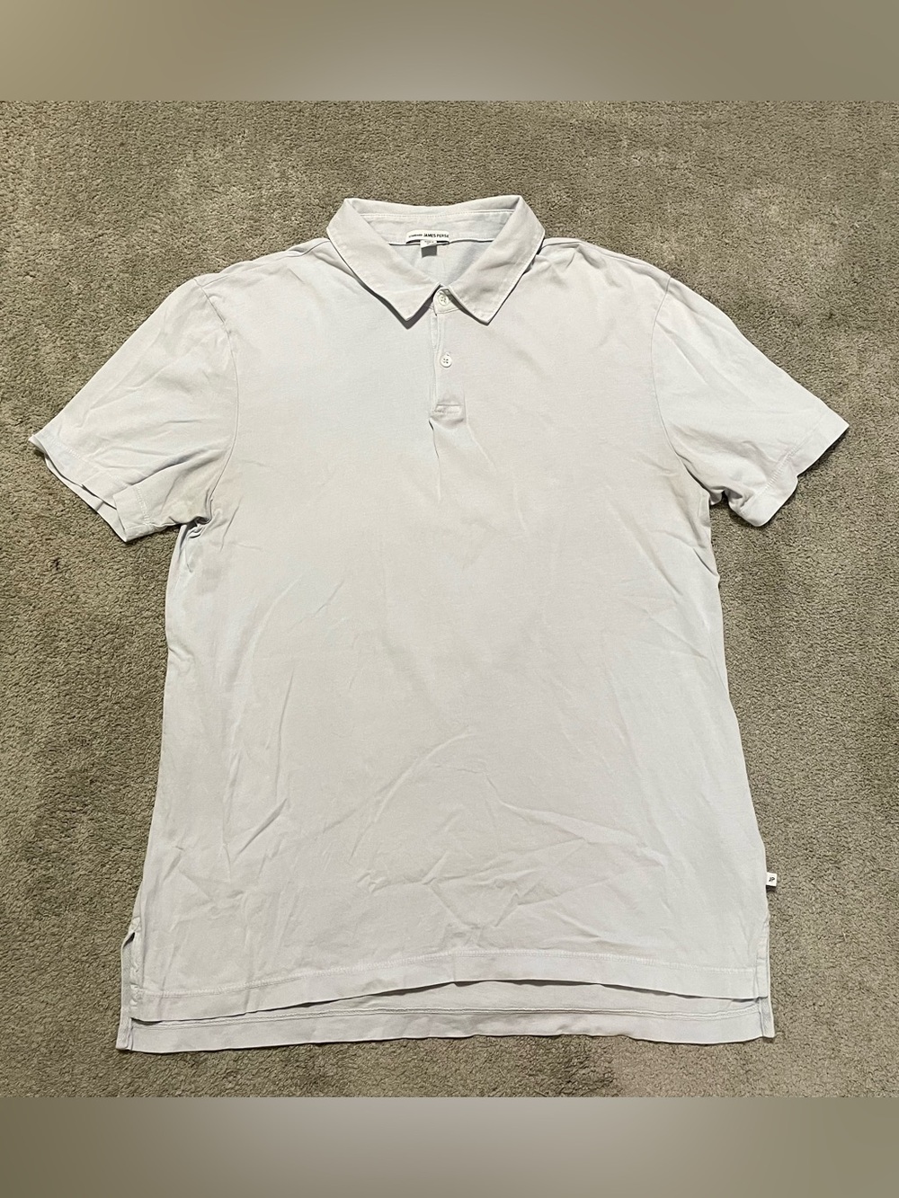 James Perse Polo Shirt Men’s 2 Medium Off White/Light Gray USA Made Cotton
